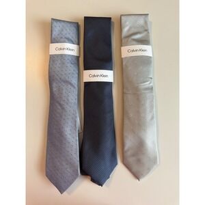 3 Calvin Klein Men's Dress Ties NWT Silk Blend Neutral Bundle Office Wedding